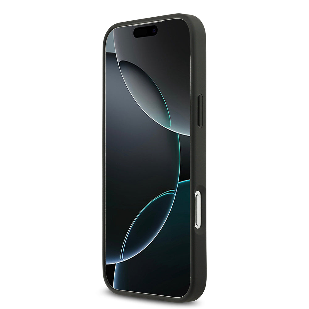 Apple iPhone 17 Pro Max Kılıf Guess Orjinal Lisanslı Taşlı Arka Yüzey Üçgen Logolu Kapak Siyah