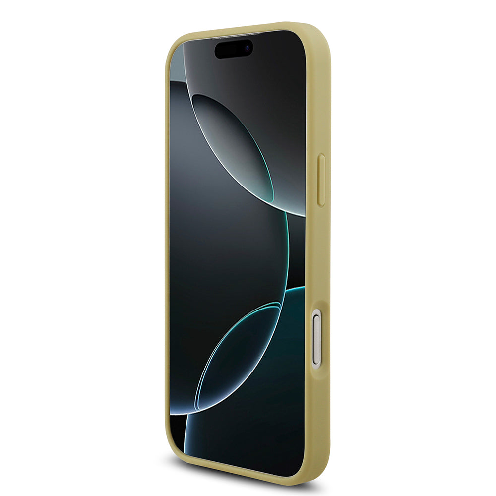 Apple iPhone 17 Pro Max Kılıf Guess Orjinal Lisanslı Taşlı Arka Yüzey Üçgen Logolu Kapak Gold