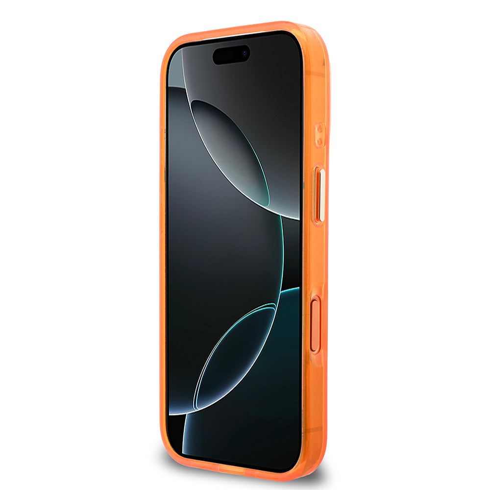 Apple iPhone 17 Pro Max Kılıf Guess Orjinal Lisanslı Yazı ve 4G Büyük Metal Logolu Silikon Kapak Turuncu