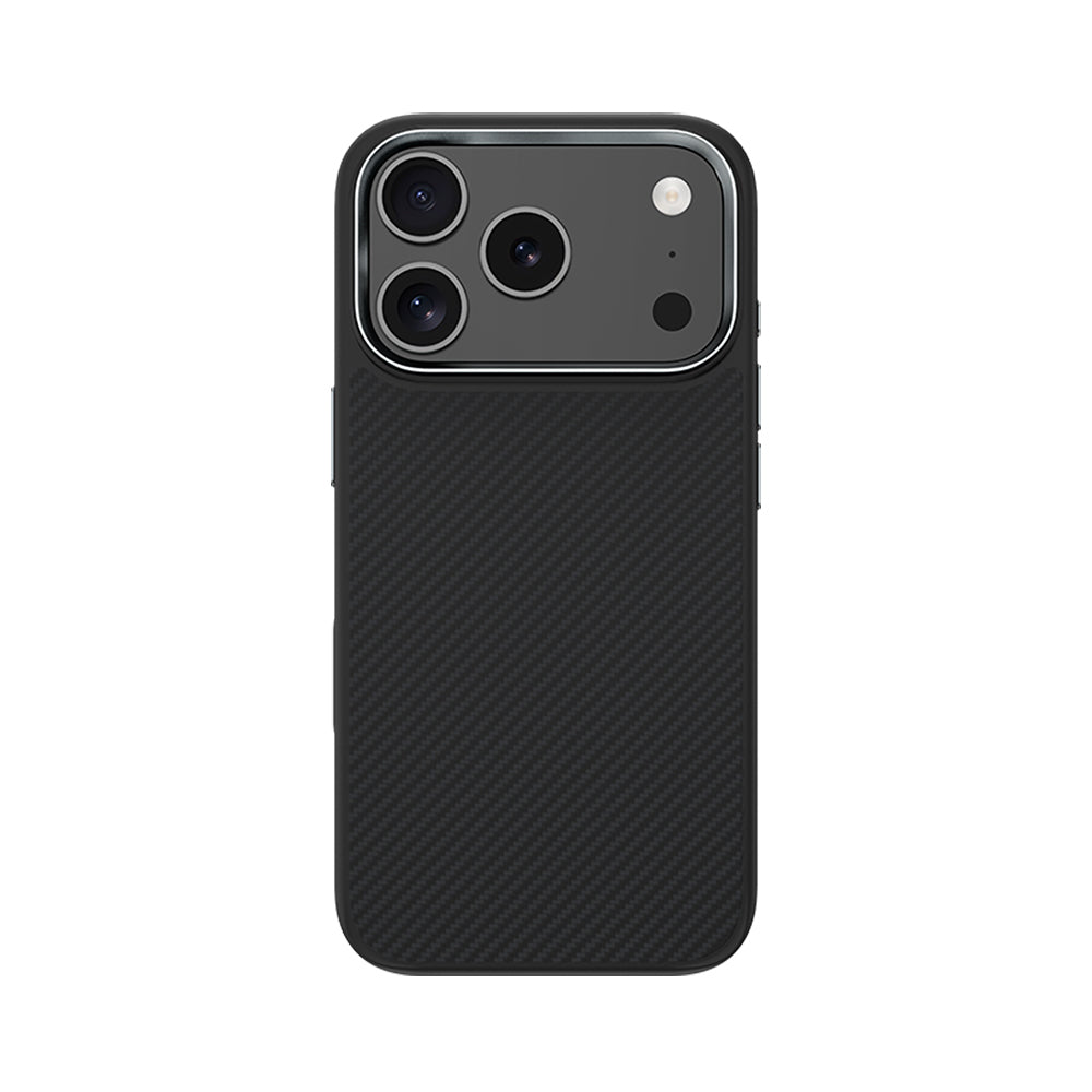 Apple iPhone 17 Pro Max Kılıf Karbon Fiber M-safe Şarj Özellikli Benks Hybrid ArmorPro 600D Kevlar Kapak Siyah