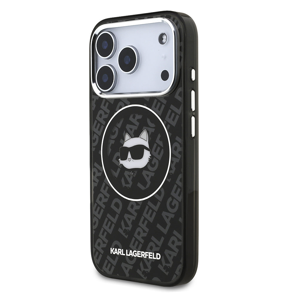 Apple iPhone 17 Pro Max Kılıf Karl Lagerfeld Orjinal Lisanslı IML Baskılı Choupette Heads Kapak Siyah