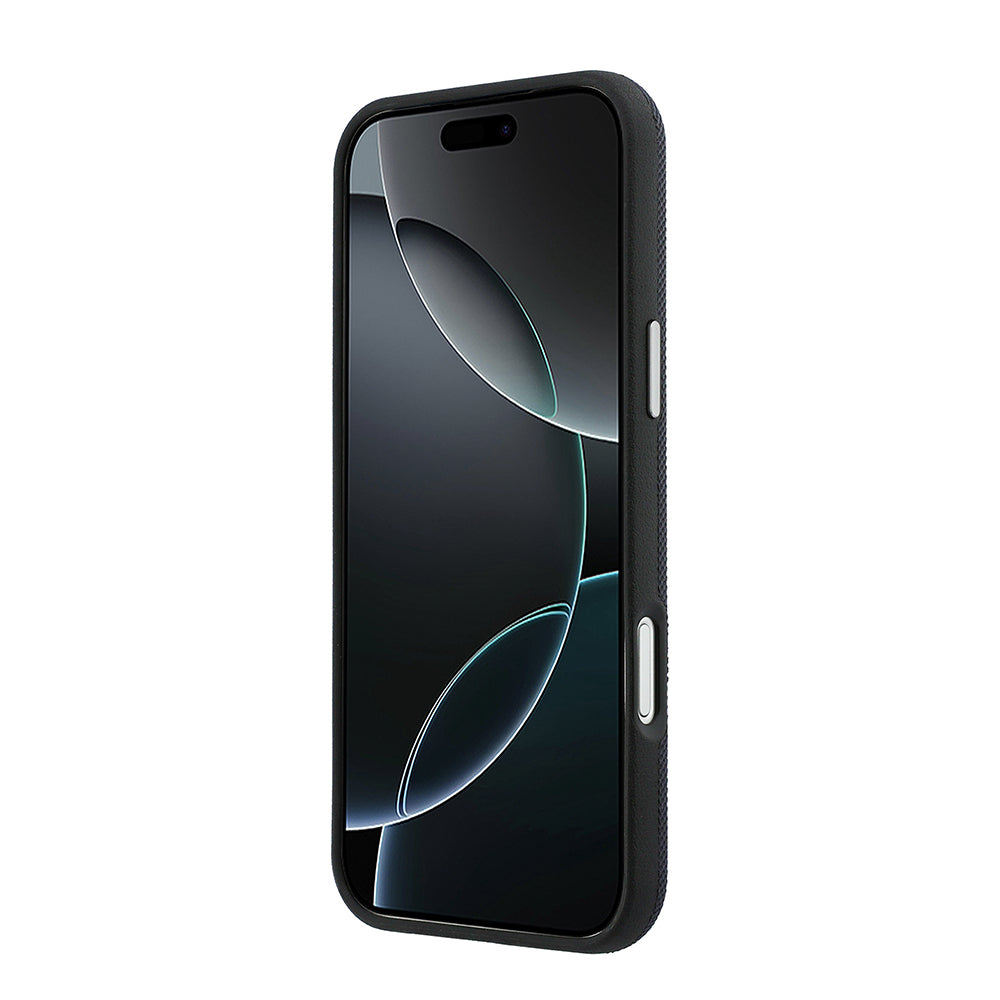 Apple iPhone 17 Pro Max Kılıf Lacoste Orjinal Lisanslı M-Safe Şarj Özellikli PVC Yarı Pike Desenli Arka Yüzey İkonik Timsah Dokuma Logolu Kapak Lacivert