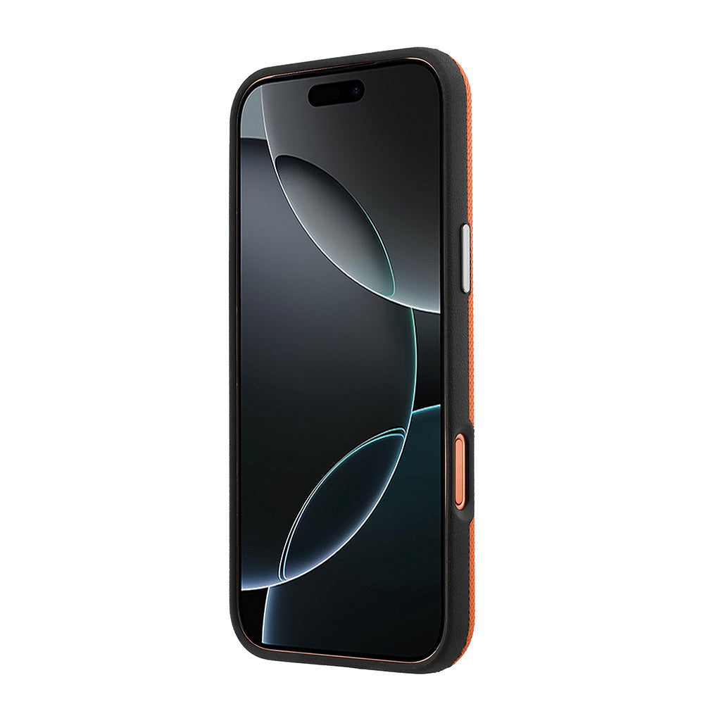 Apple iPhone 17 Pro Max Kılıf Lacoste Orjinal Lisanslı M-Safe Şarj Özellikli PVC Yarı Pike Desenli Arka Yüzey İkonik Timsah Dokuma Logolu Kapak Turuncu