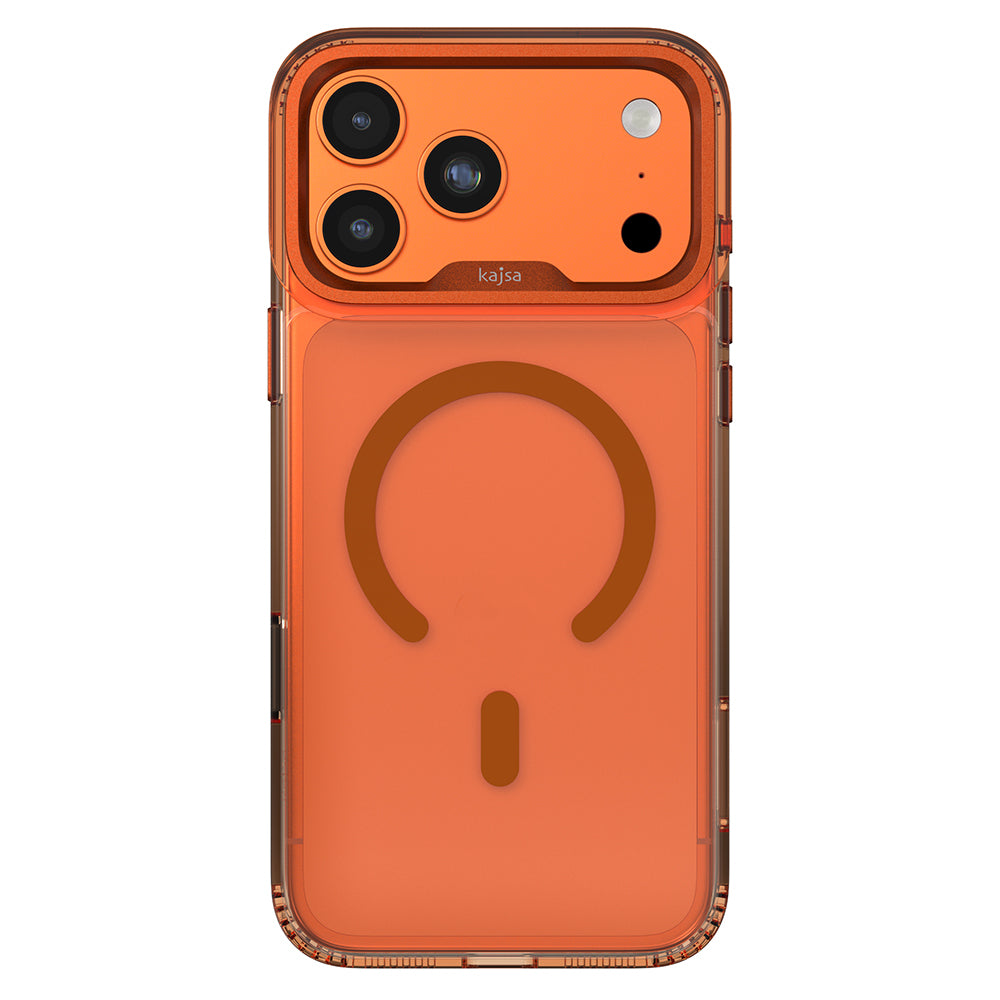 Apple iPhone 17 Pro Max Kılıf M-safe Şarj Özellikli Airbag Tasarımlı O-Ring Şeffaf Kajsa Trans Shield Serisi Kapak Turuncu