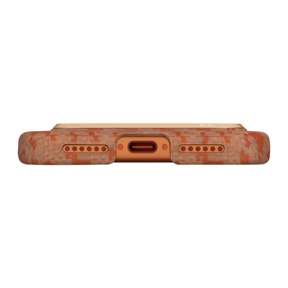 Apple iPhone 17 Pro Max Kılıf M-safe Şarj Özellikli Aramid Fiber Pitaka Edge Serisi Happiness Rides Kapak Kahverengi