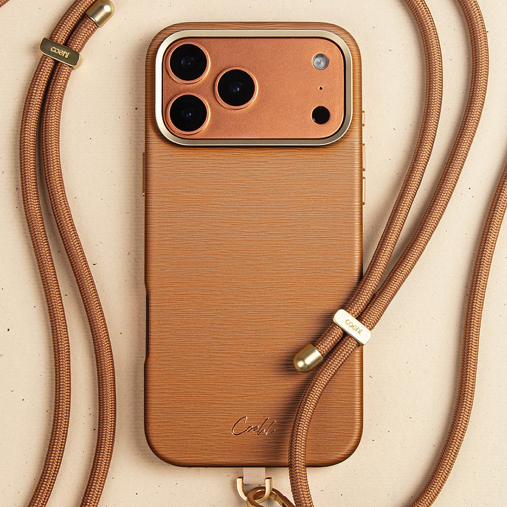 Apple iPhone 17 Pro Max Kılıf M-safe Şarj Özellikli Askı İpli Coehl Mirelle Kapak Kahverengi