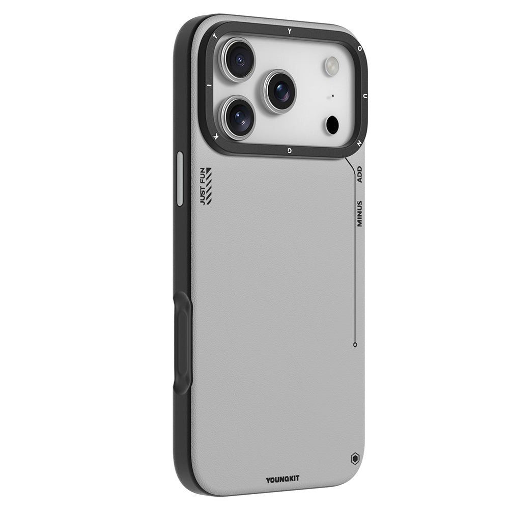Apple iPhone 17 Pro Max Kılıf M-safe Şarj Özellikli Basit Mat Deri Desenli Youngkit Tech Fashion Serisi Kapak Kahverengi