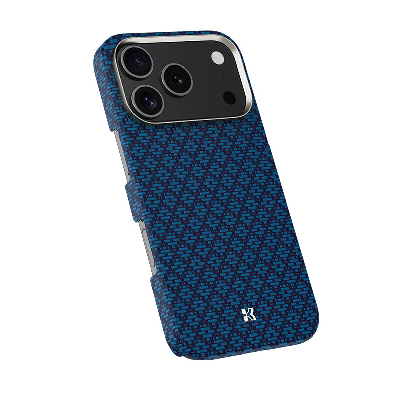 Apple iPhone 17 Pro Max Kılıf M-Safe Şarj Özellikli Benks ArmorAir ArmorGrid Serisi Kevlar Kapak Mavi