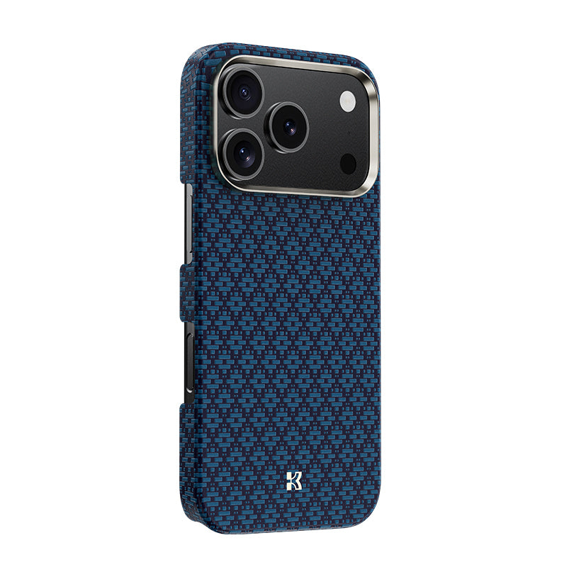 Apple iPhone 17 Pro Max Kılıf M-Safe Şarj Özellikli Benks ArmorAir ArmorGrid Serisi Kevlar Kapak Mavi