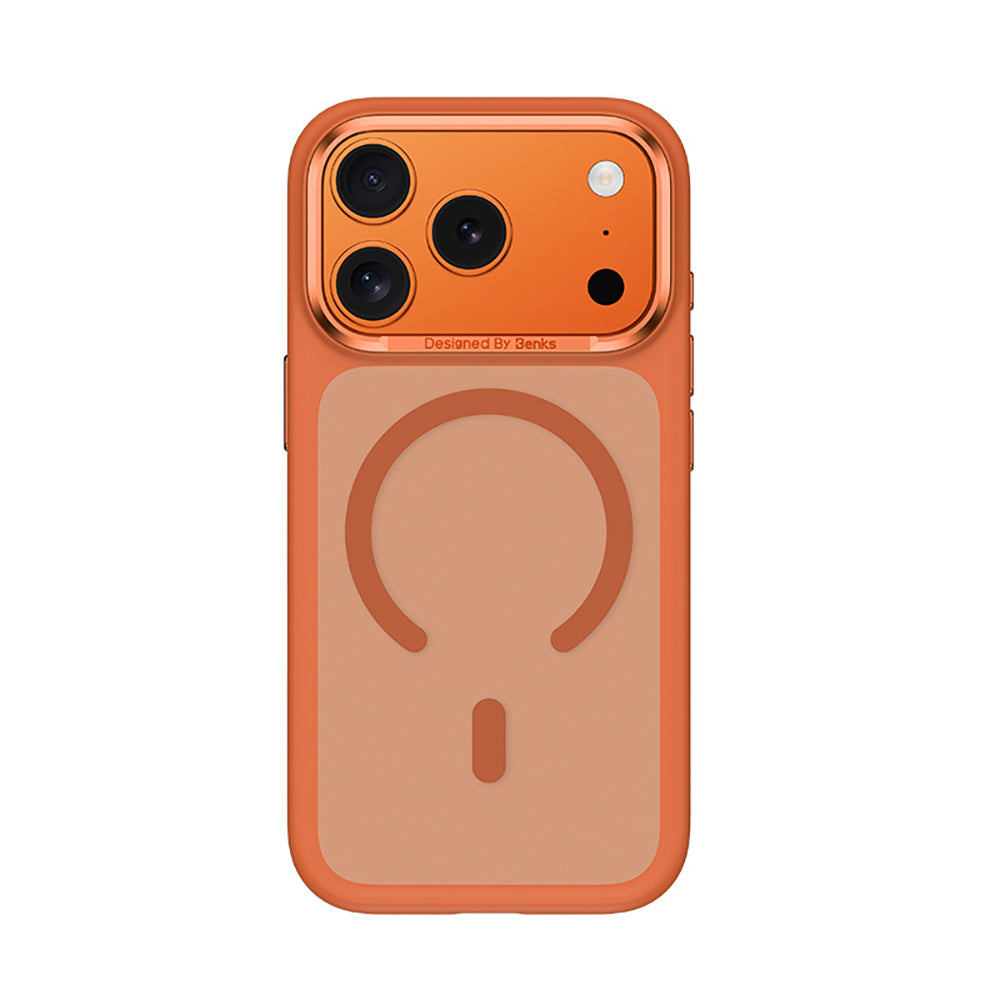 Apple iPhone 17 Pro Max Kılıf M-Safe Şarj Özellikli Benks Mist C-Magnet Kapak Turuncu