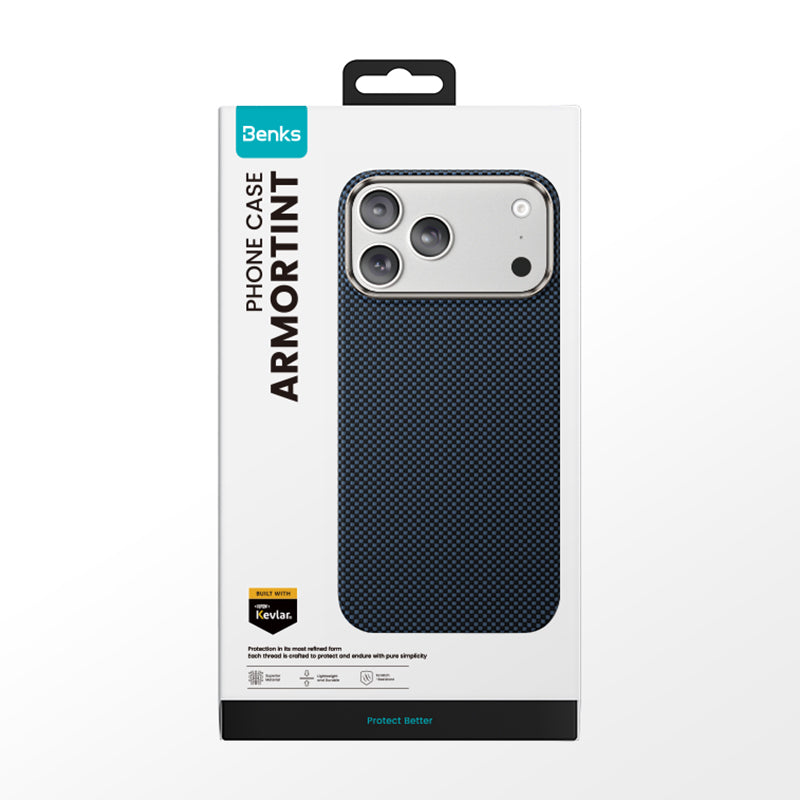 Apple iPhone 17 Pro Max Kılıf M-safe Şarj Özellikli Benks Yeni Seri ArmorTint ArmorAir Kevlar Kapak Mavi