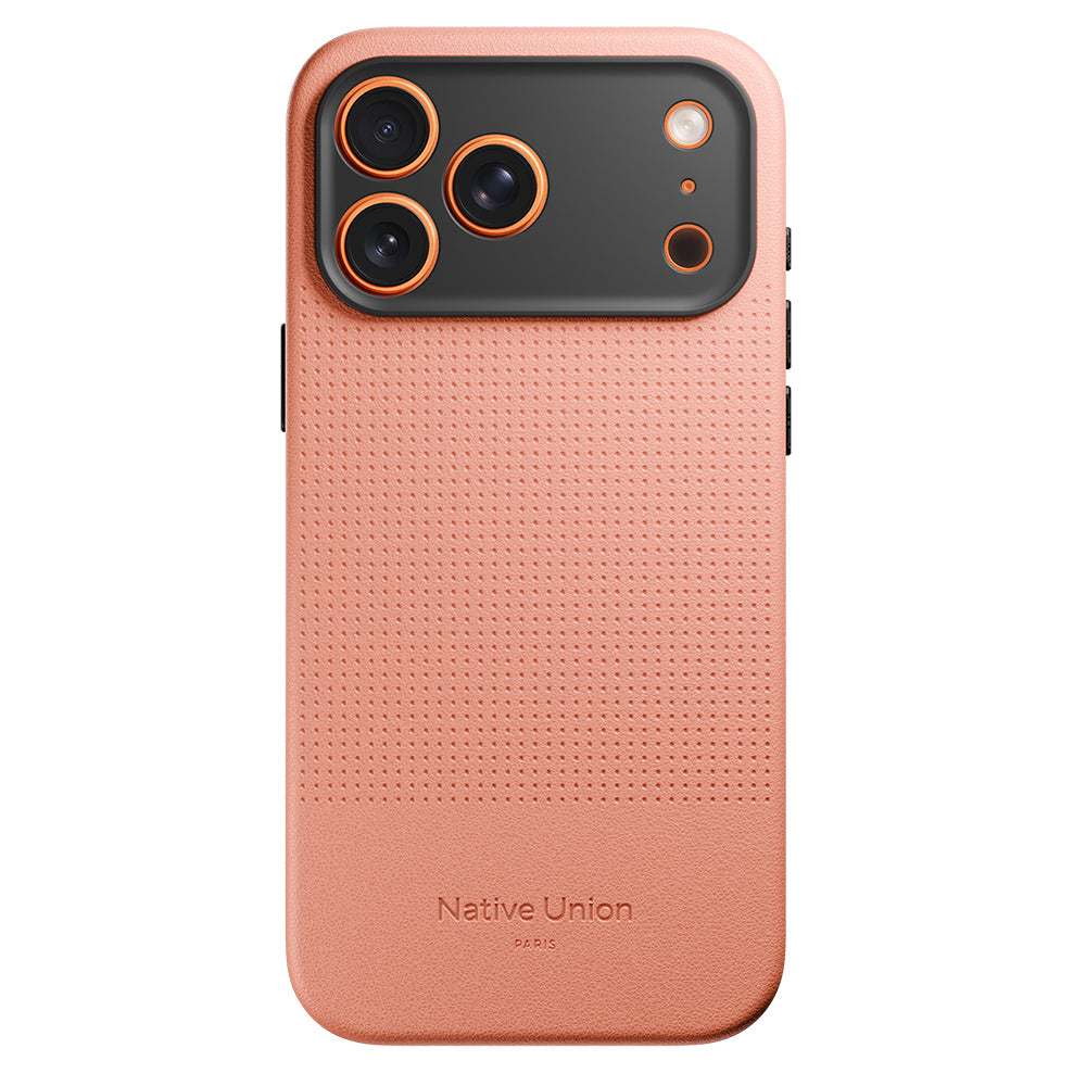 Apple iPhone 17 Pro Max Kılıf M-safe Şarj Özellikli Deri Dokulu Native Union 2025 Active Serisi Kapak Turuncu
