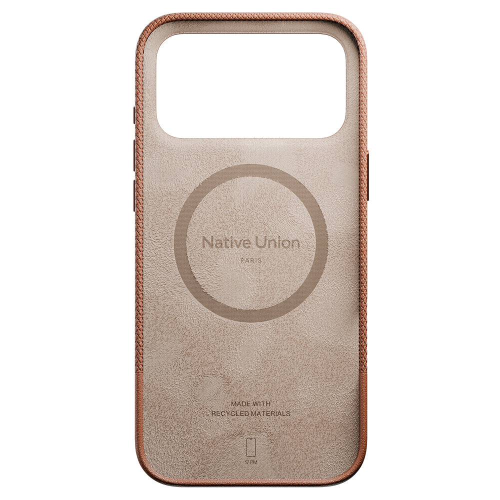 Apple iPhone 17 Pro Max Kılıf M-safe Şarj Özellikli Deri Dokulu Native Union RE Classic Serisi Kapak Kahverengi