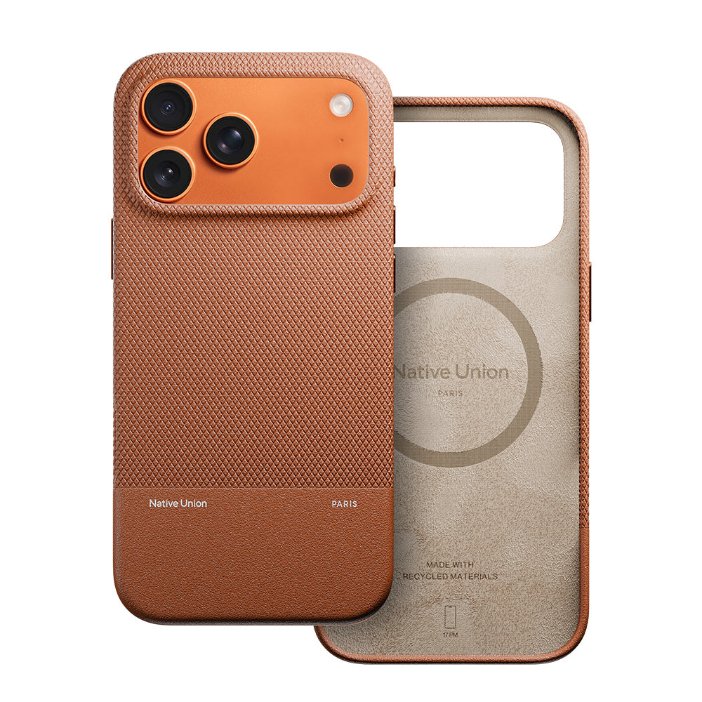 Apple iPhone 17 Pro Max Kılıf M-safe Şarj Özellikli Deri Dokulu Native Union RE Classic Serisi Kapak Kahverengi