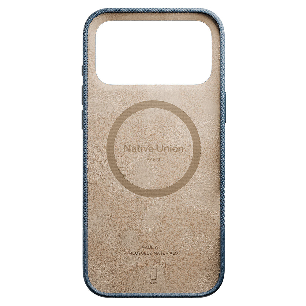 Apple iPhone 17 Pro Max Kılıf M-safe Şarj Özellikli Deri Dokulu Native Union RE Classic Serisi Kapak Lacivert
