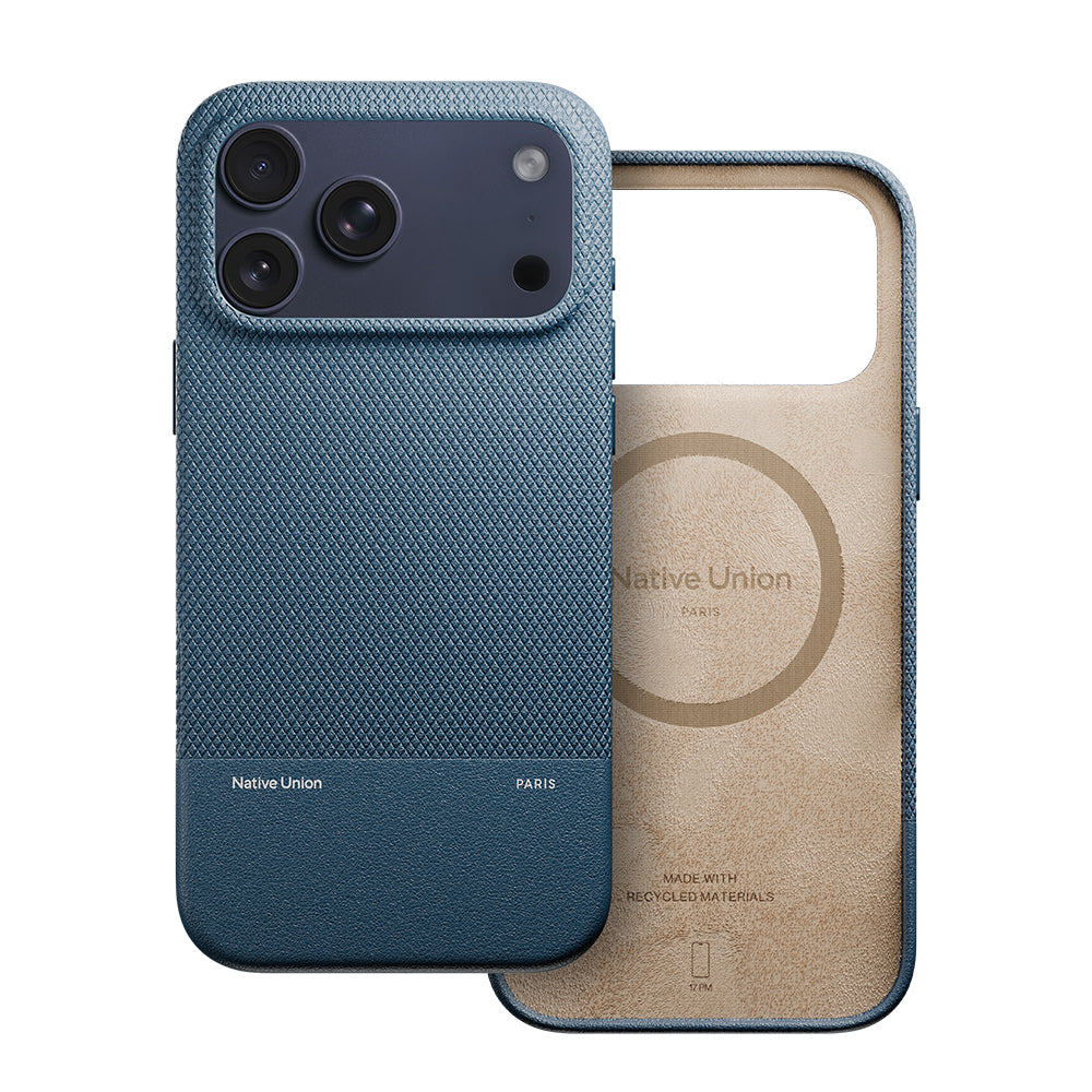 Apple iPhone 17 Pro Max Kılıf M-safe Şarj Özellikli Deri Dokulu Native Union RE Classic Serisi Kapak Lacivert