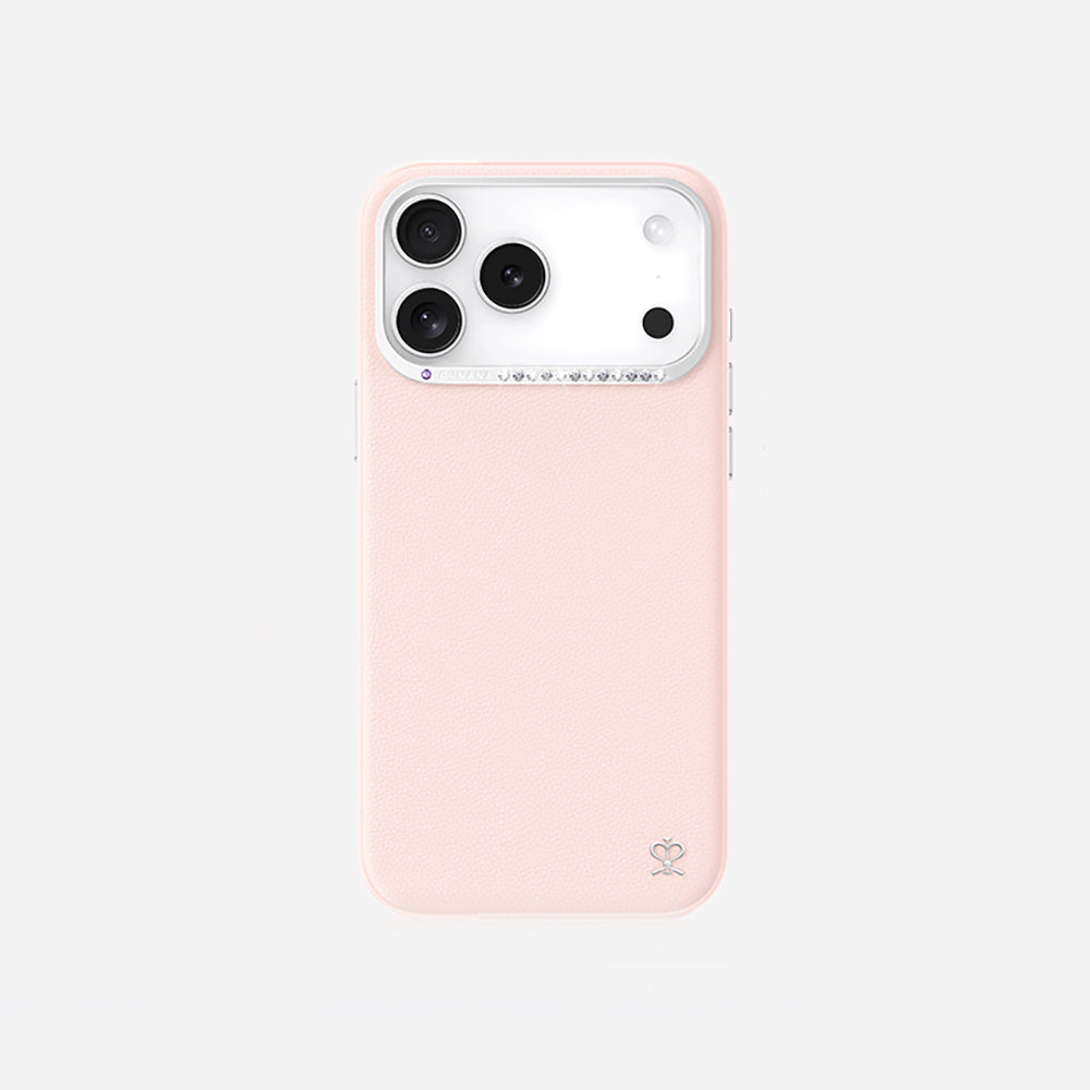 Apple iPhone 17 Pro Max Kılıf M-safe Şarj Özellikli Deri Tasarımlı Pynana Starry Serisi Kapak Pembe