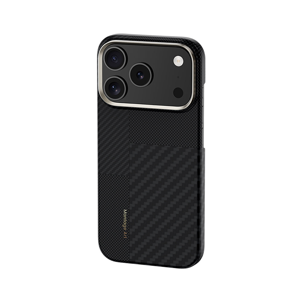 Apple iPhone 17 Pro Max Kılıf M-safe Şarj Özellikli Karbon Fiber Benks Montage ArmorAir Kevlar Kapak Siyah