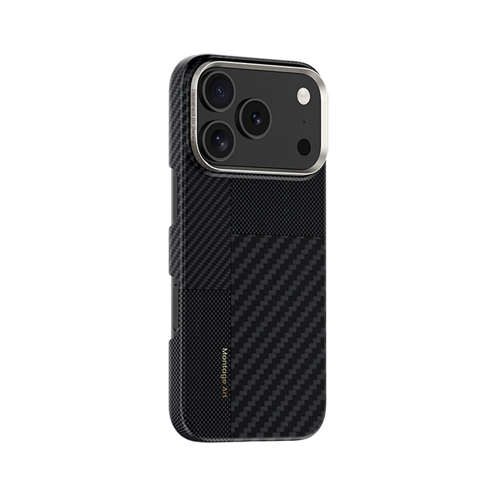 Apple iPhone 17 Pro Max Kılıf M-safe Şarj Özellikli Karbon Fiber Benks Montage ArmorAir Kevlar Kapak Siyah