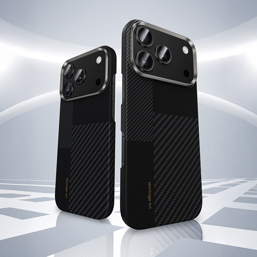 Apple iPhone 17 Pro Max Kılıf M-safe Şarj Özellikli Karbon Fiber Benks Montage ArmorAir Kevlar Kapak Siyah