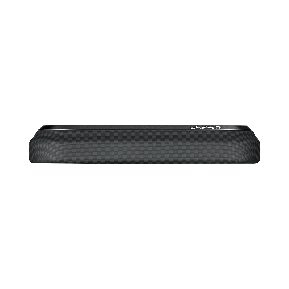 Apple iPhone 17 Pro Max Kılıf M-safe Şarj Özellikli Lumintex Teknolojili Fosforlu Aramid Fiber Pitaka Tactile Woven Aries Serisi Kapak Siyah