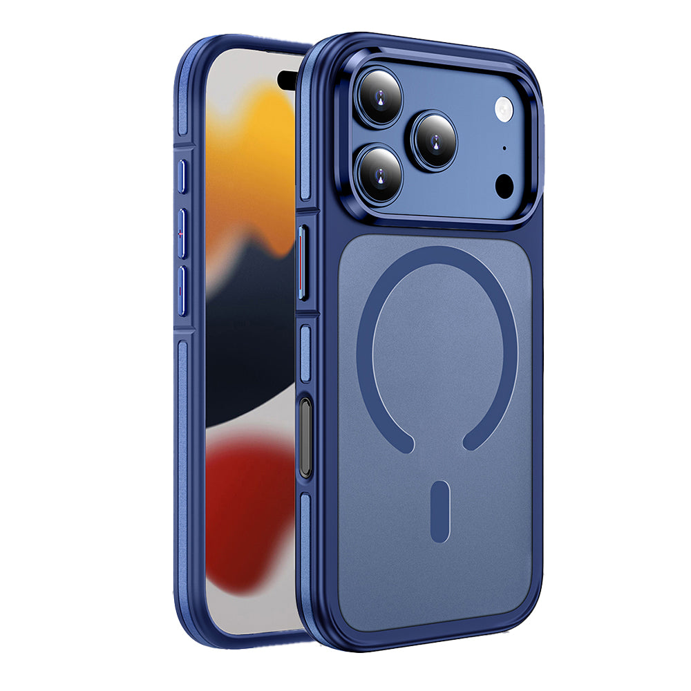 Apple iPhone 17 Pro Max Kılıf M-safe Şarj Özellikli Mat Görünümlü Wlons Vevo Kapak Mavi