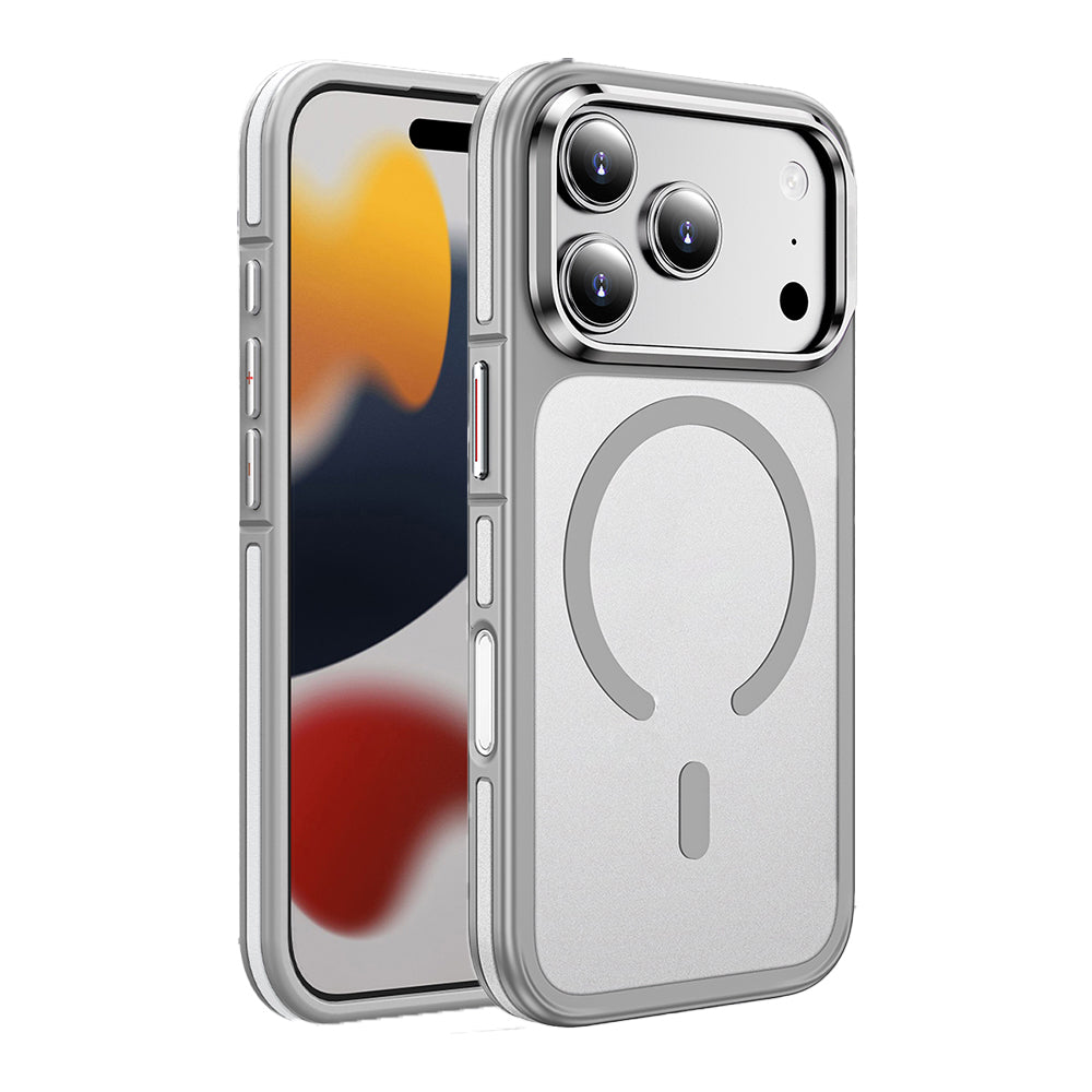 Apple iPhone 17 Pro Max Kılıf M-safe Şarj Özellikli Mat Görünümlü Wlons Vevo Kapak Gri