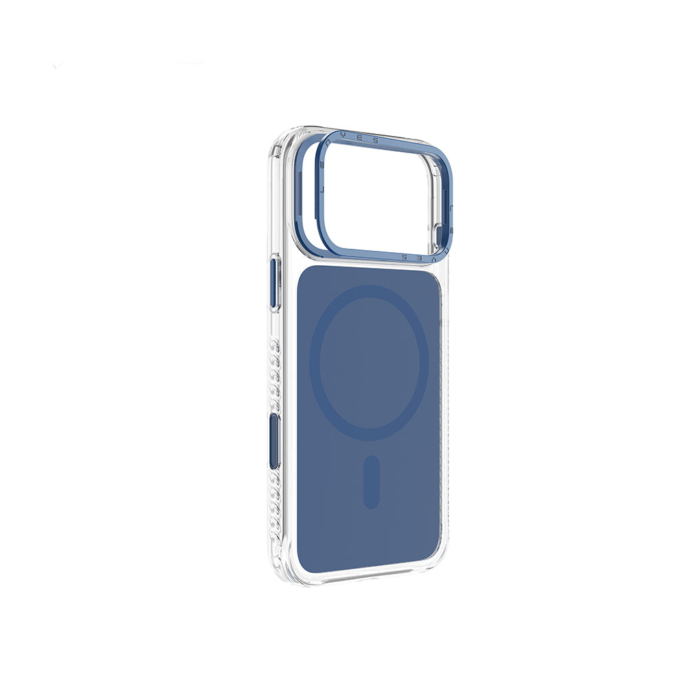 Apple iPhone 17 Pro Max Kılıf M-safe Şarj Özellikli Metal Kamera Çerçeveli Airbag Tasarımlı Lenyes CK221 Sert PC Kapak Mavi