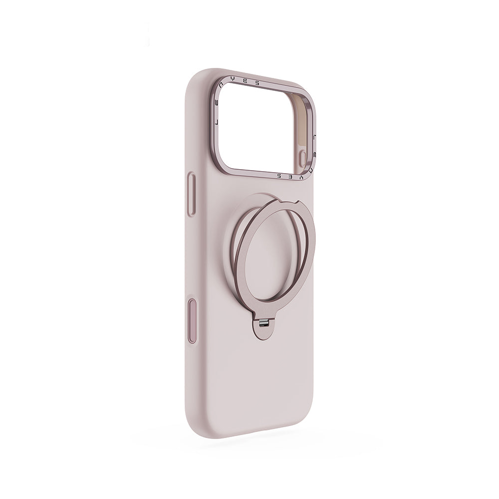 Apple iPhone 17 Pro Max Kılıf M-safe Şarj Özellikli Metal Standlı Sıvı Silikon Lenyes CK223 Kapak Pembe