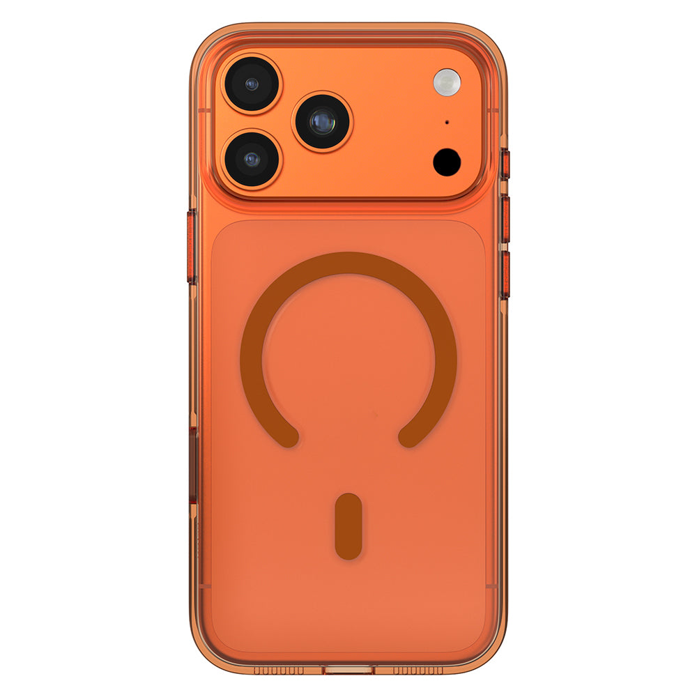 Apple iPhone 17 Pro Max Kılıf M-safe Şarj Özellikli O-Ring Şeffaf Kajsa Trans Shield Serisi Kapak Turuncu