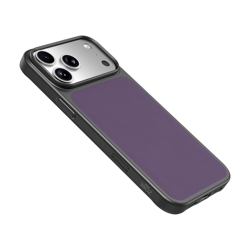 Apple iPhone 17 Pro Max Kılıf M-Safe Şarj Özellikli PU Zore Paris Trexo Sert PC Kapak Mor
