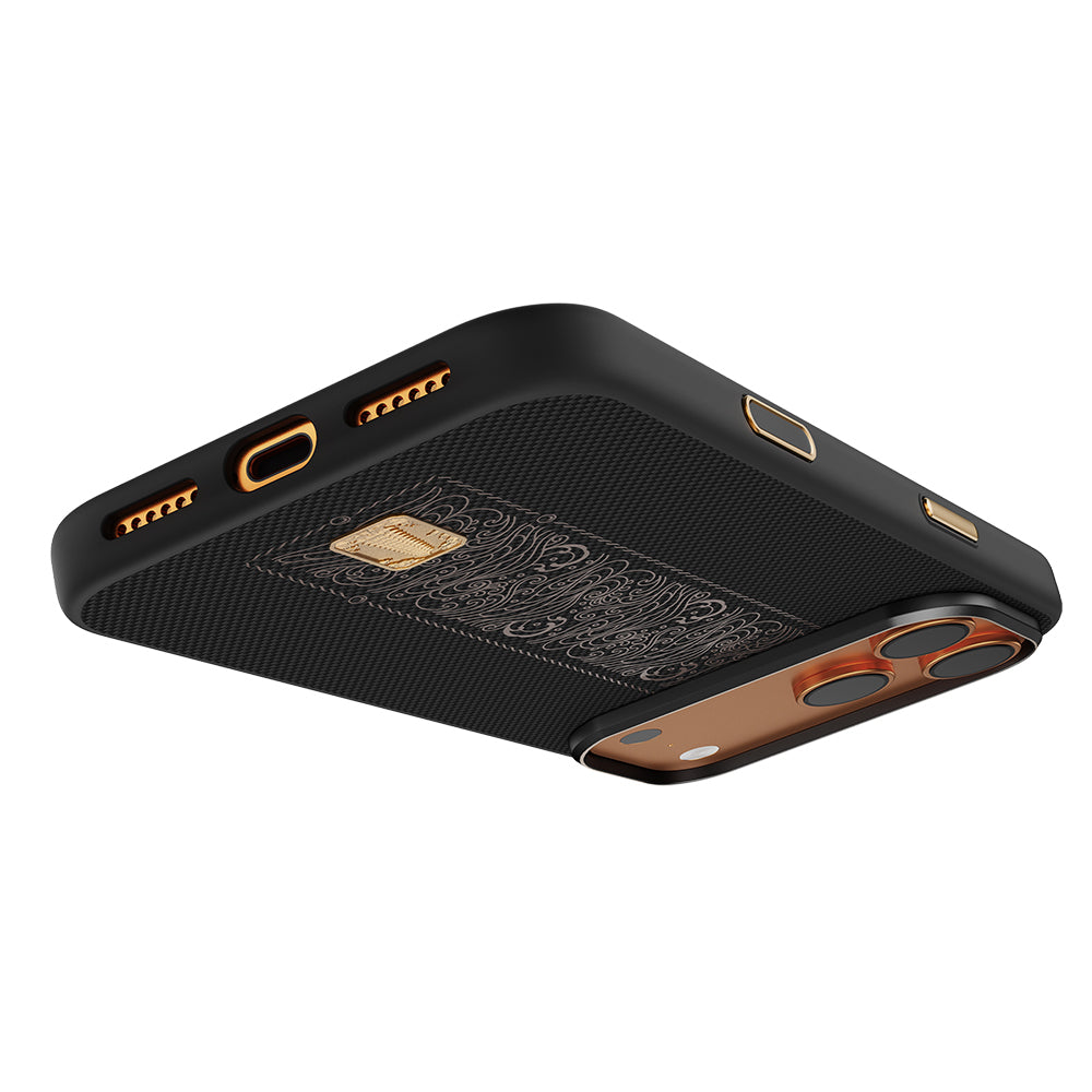 Apple iPhone 17 Pro Max Kılıf M-safe Şarj Özellikli Raptic Aramid Dual Rise Serisi 24 Ayar Altın Kaplamalı Kapak Siyah