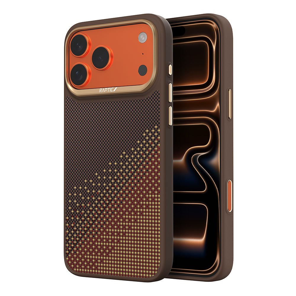 Apple iPhone 17 Pro Max Kılıf M-safe Şarj Özellikli Raptic Aramid Dual Serenity Serisi Kapak Kahverengi