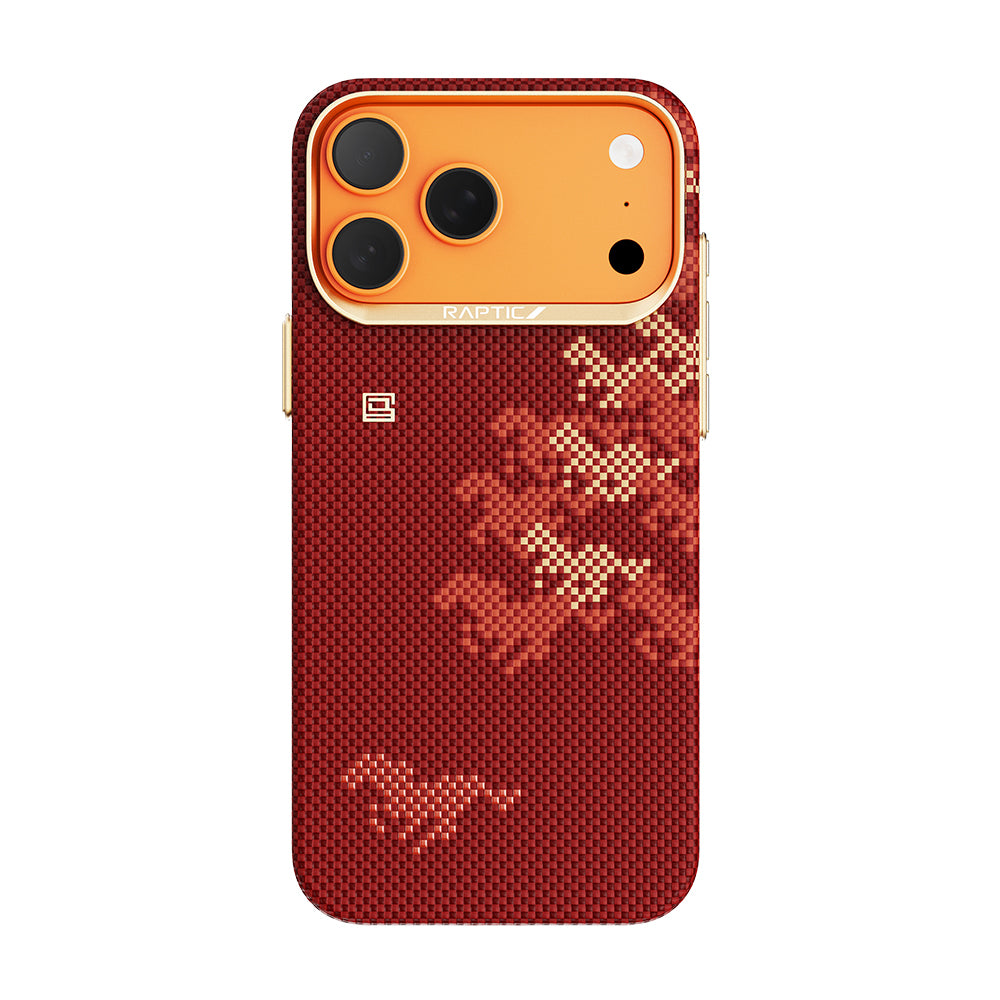 Apple iPhone 17 Pro Max Kılıf M-safe Şarj Özellikli Raptic Aramid Skin Chivalry Serisi Kapak Kırmızı