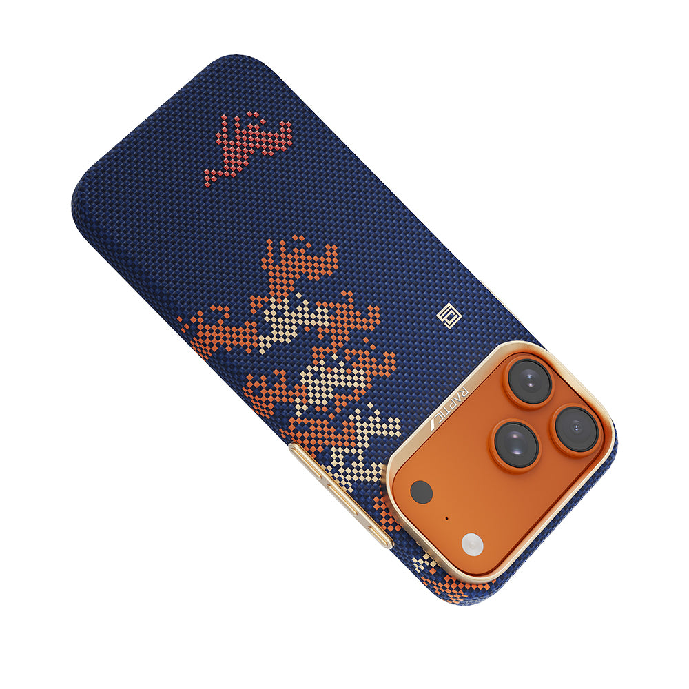 Apple iPhone 17 Pro Max Kılıf M-safe Şarj Özellikli Raptic Aramid Skin Chivalry Serisi Kapak Lacivert