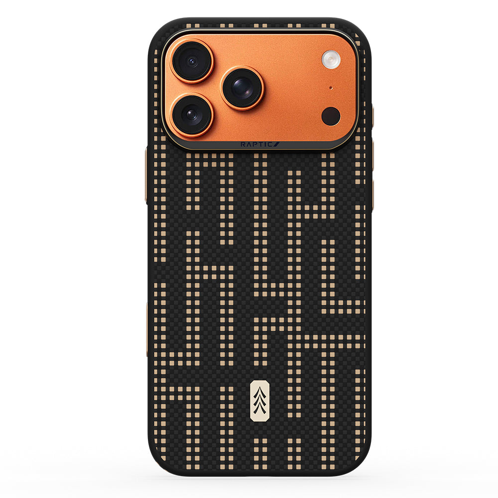 Apple iPhone 17 Pro Max Kılıf M-safe Şarj Özellikli Raptic Aramid Skin Serisi Karbon Kapak Siyah