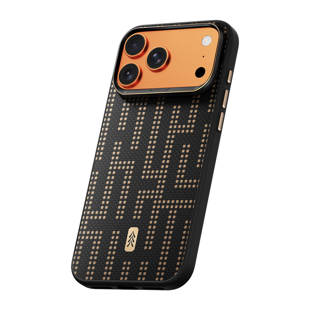 Apple iPhone 17 Pro Max Kılıf M-safe Şarj Özellikli Raptic Aramid Skin Serisi Karbon Kapak Siyah