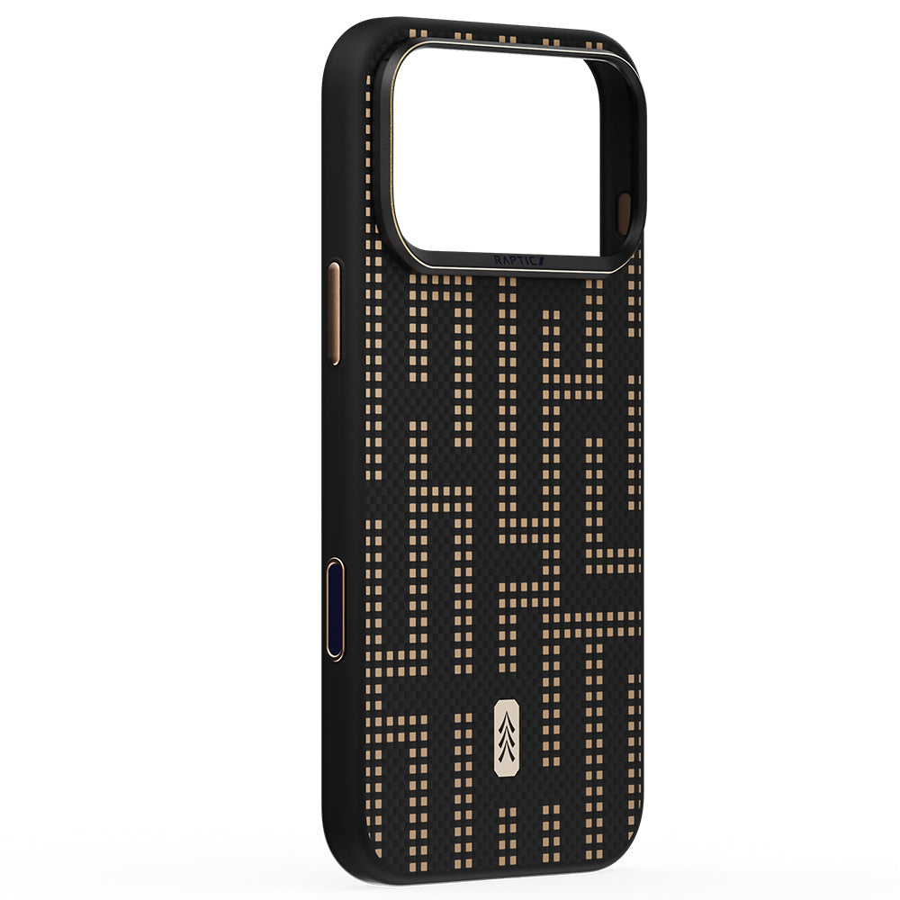 Apple iPhone 17 Pro Max Kılıf M-safe Şarj Özellikli Raptic Aramid Skin Serisi Karbon Kapak Siyah