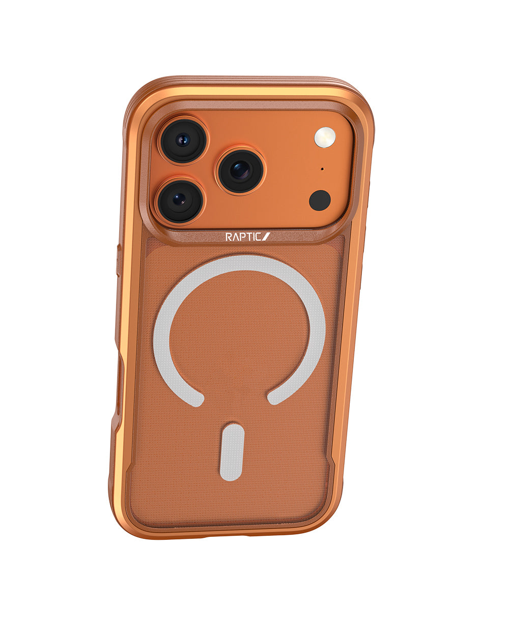 Apple iPhone 17 Pro Max Kılıf M-safe Şarj Özellikli Raptic Shield Classic Serisi Şeffaf Arka Yüzey C-Magnet Kapak Turuncu