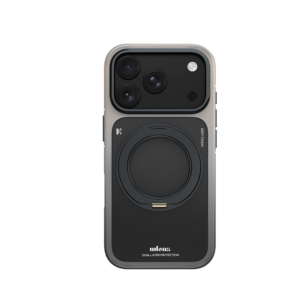 Apple iPhone 17 Pro Max Kılıf M-safe Şarj Özellikli Sert PC Wlons Arvox Standlı Kapak Siyah
