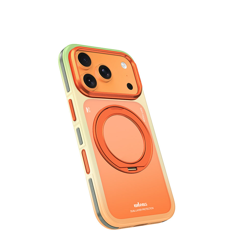 Apple iPhone 17 Pro Max Kılıf M-safe Şarj Özellikli Sert PC Wlons Arvox Standlı Kapak Turuncu