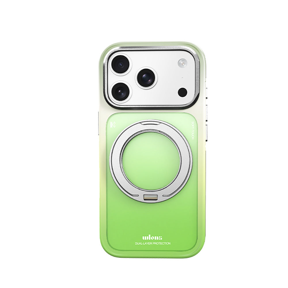 Apple iPhone 17 Pro Max Kılıf M-safe Şarj Özellikli Sert PC Wlons Arvox Standlı Kapak Yeşil