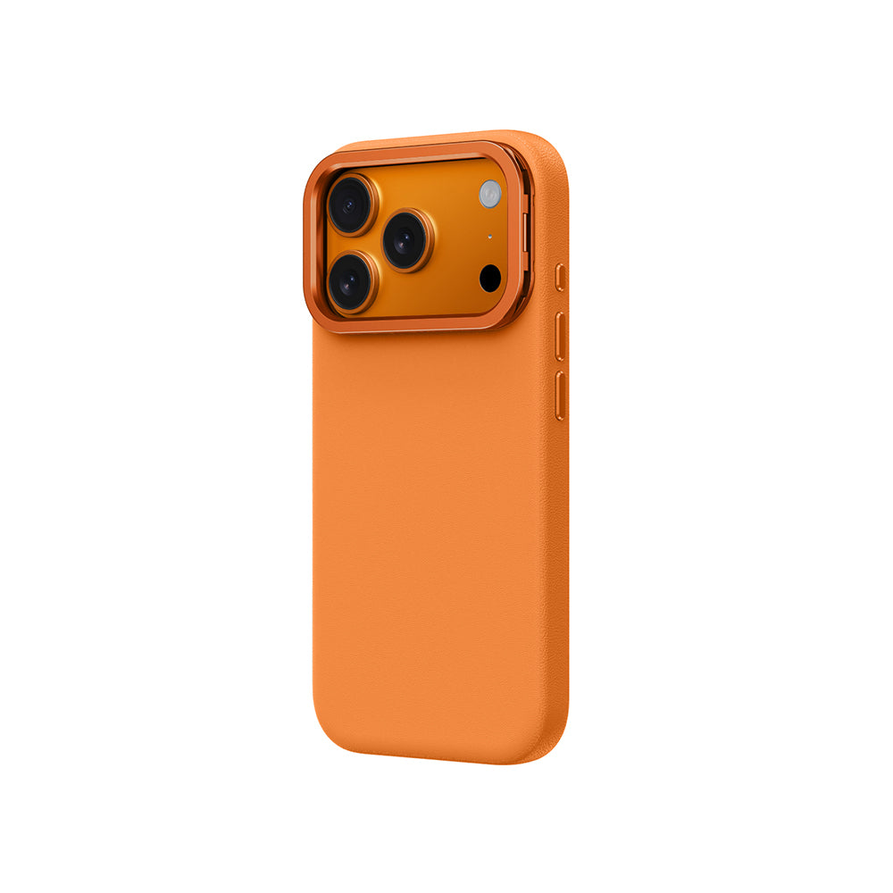 Apple iPhone 17 Pro Max Kılıf M-safe Şarj Özellikli Standlı Amazingthing Glamour Mag Serisi PU Kapak Turuncu