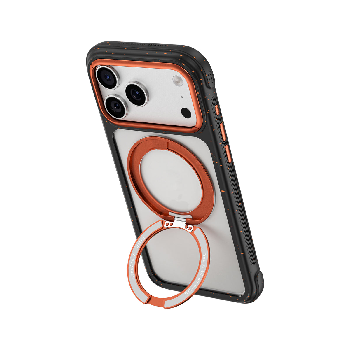 Apple iPhone 17 Pro Max Kılıf M-safe Şarj Özellikli Wiwu AA-203 AeroArmor Ultra Serisi Airbag Tasarımlı Standlı Kapak Siyah