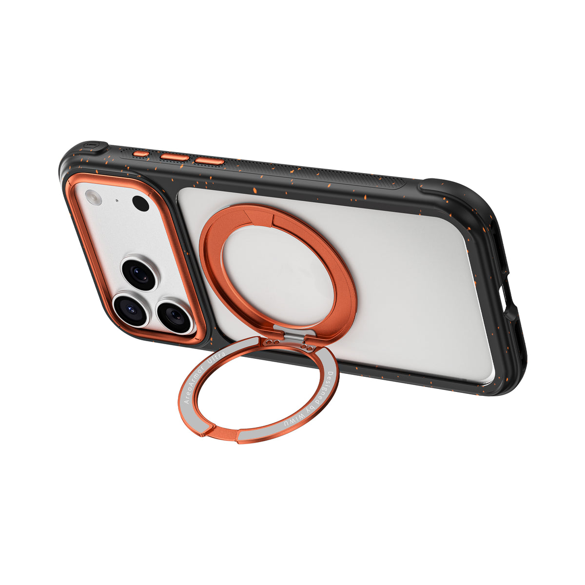Apple iPhone 17 Pro Max Kılıf M-safe Şarj Özellikli Wiwu AA-203 AeroArmor Ultra Serisi Airbag Tasarımlı Standlı Kapak Siyah