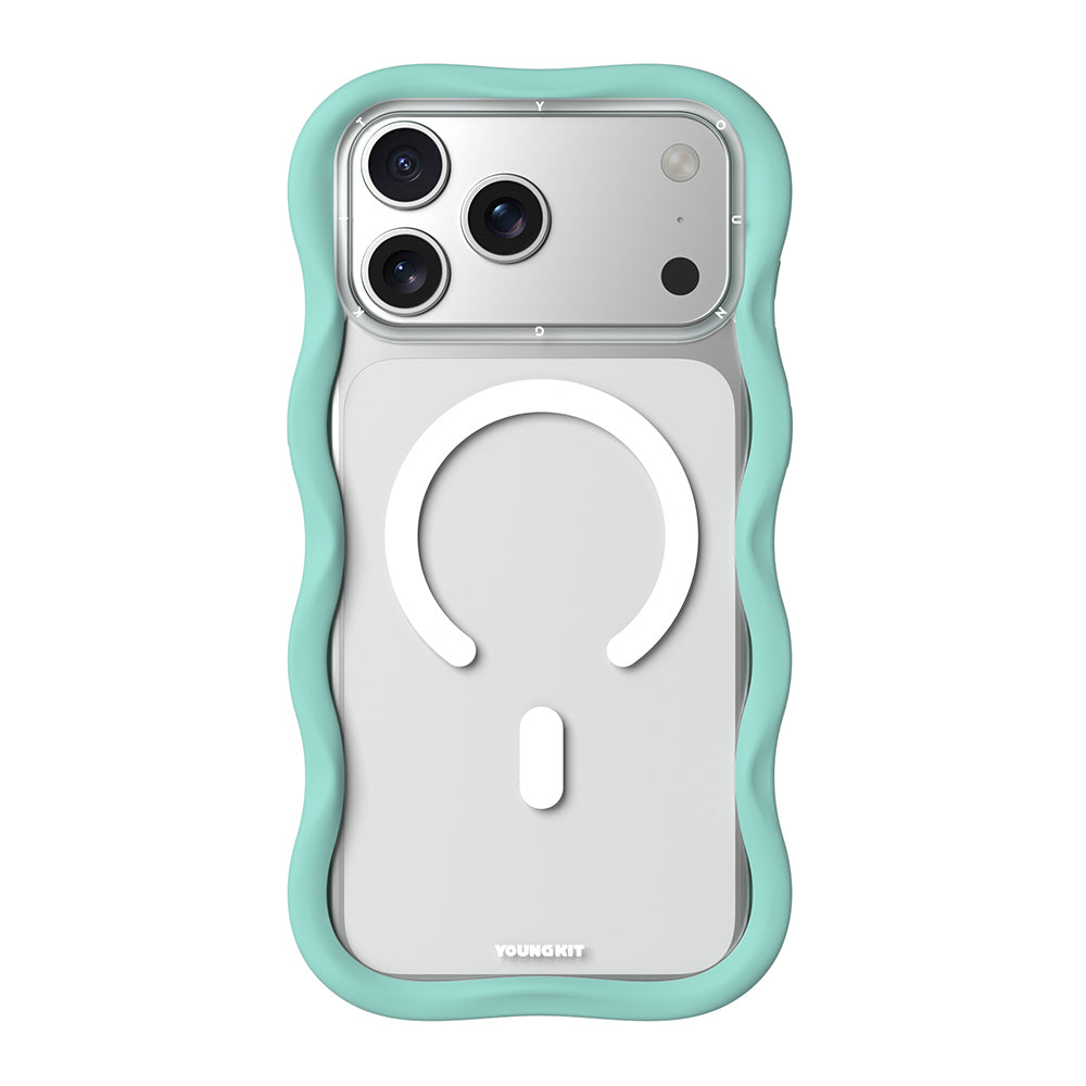 Apple iPhone 17 Pro Max Kılıf M-safe Şarj Özellikli Youngkit Wave Clear Serisi Kapak Açık Mavi