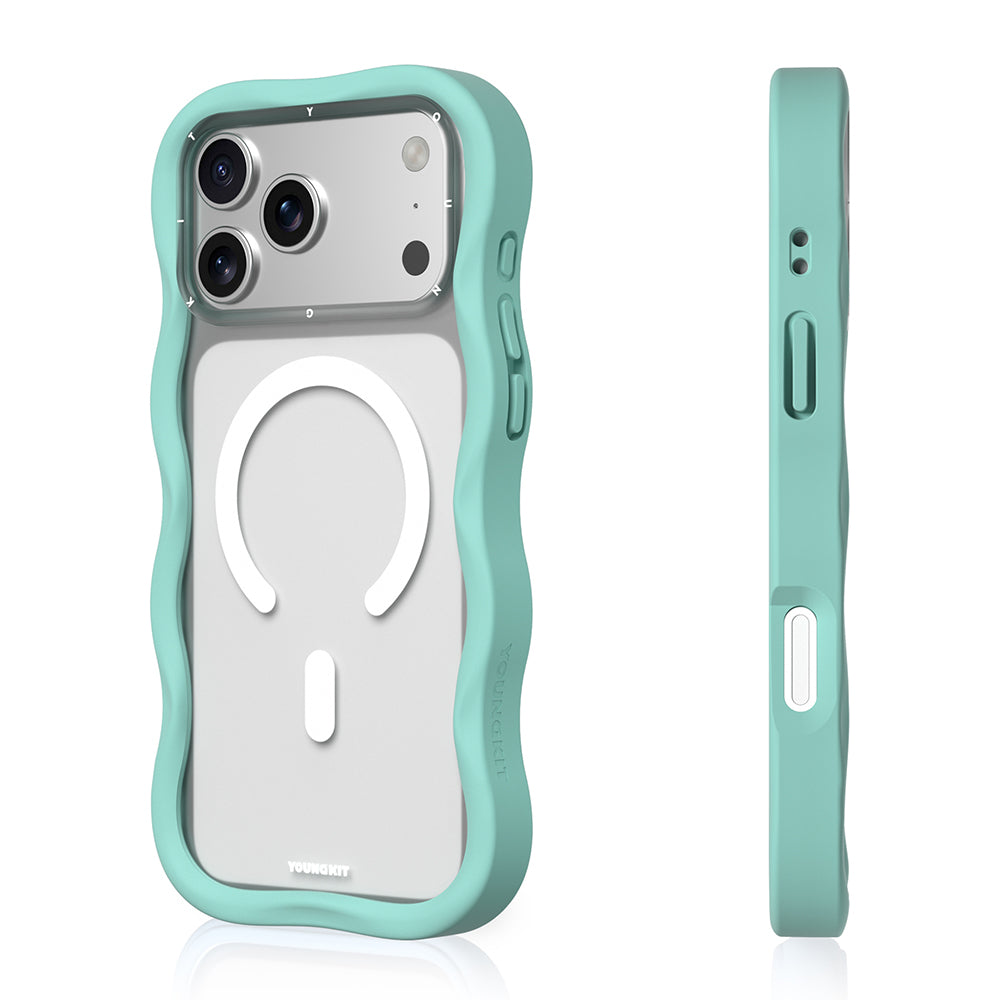 Apple iPhone 17 Pro Max Kılıf M-safe Şarj Özellikli Youngkit Wave Matte Serisi Kapak Açık Mavi
