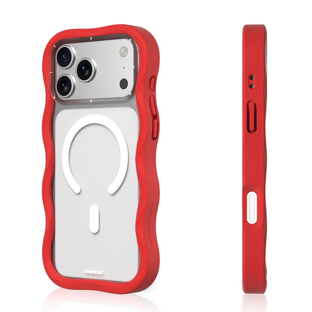 Apple iPhone 17 Pro Max Kılıf M-safe Şarj Özellikli Youngkit Wave Matte Serisi Kapak Kırmızı