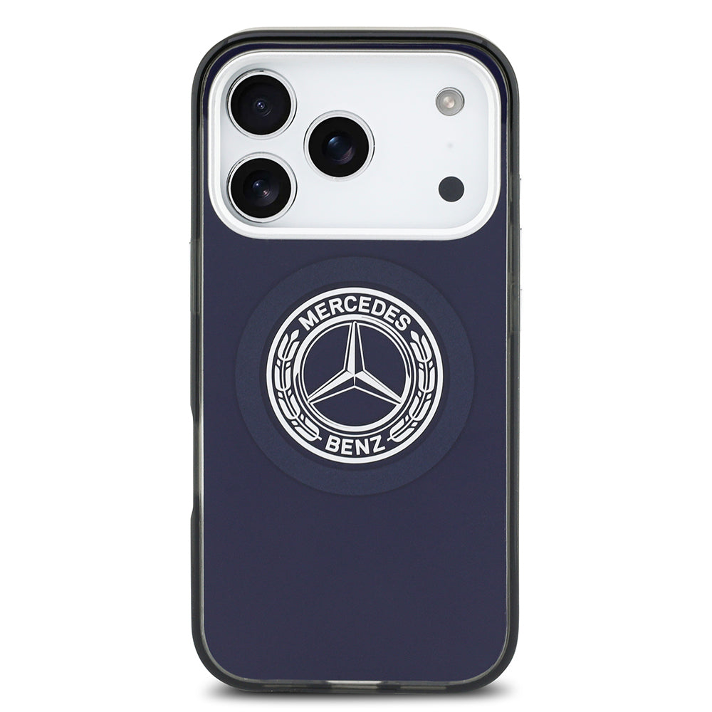 Apple iPhone 17 Pro Max Kılıf Mercedes Benz Orjinal Lisanslı M-safe Şarj Özellikli Çift Katmanlı PC Nostaljik Yıldız Dizayn Kapak Lacivert