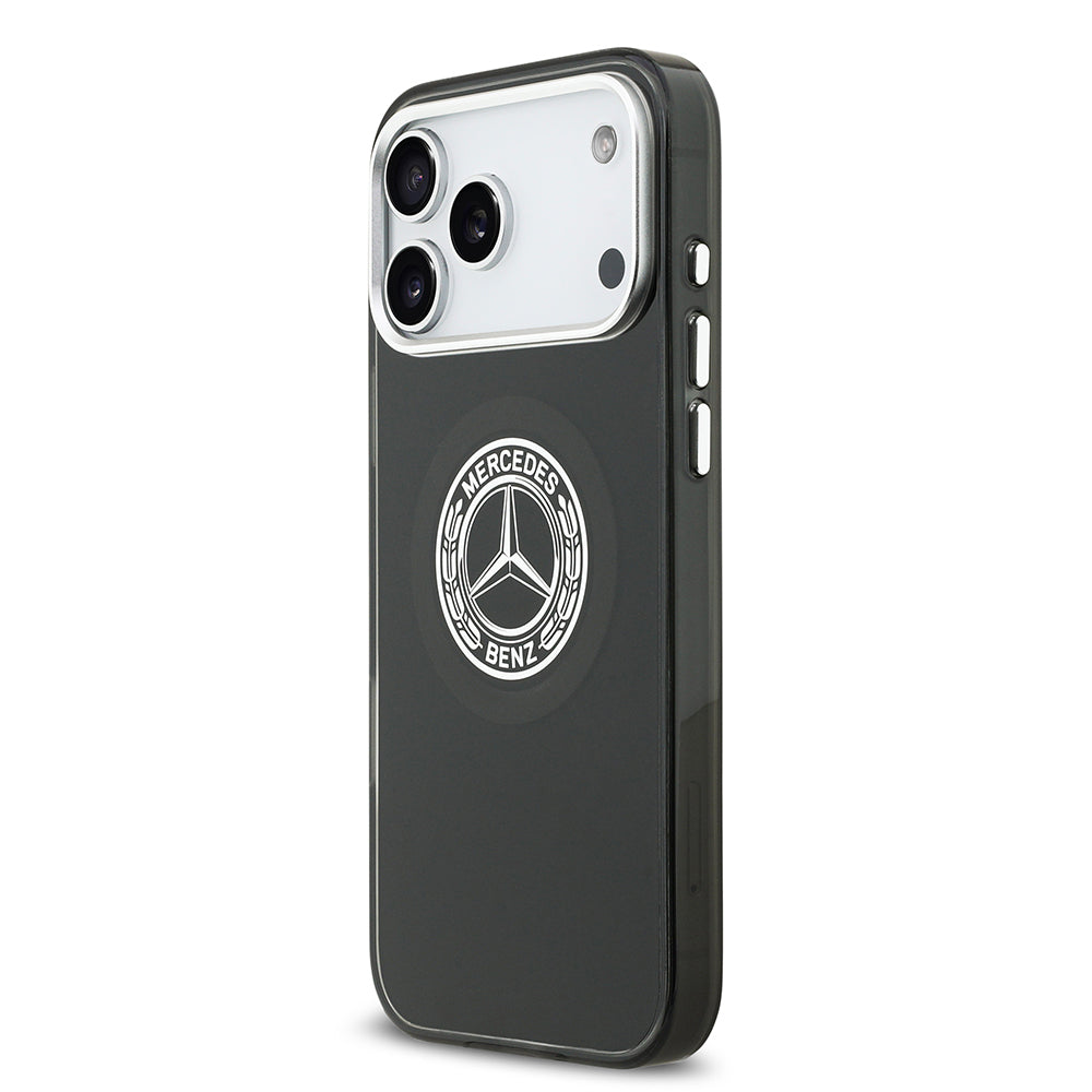 Apple iPhone 17 Pro Max Kılıf Mercedes Benz Orjinal Lisanslı M-safe Şarj Özellikli Çift Katmanlı PC Nostaljik Yıldız Dizayn Kapak Siyah